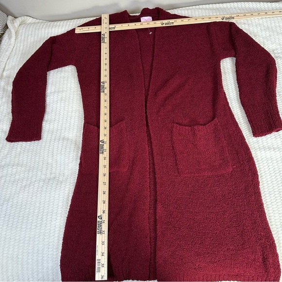 Pink Lily Maroon Womens S Popcorn Cardigan with Pockets Cozy Fall Winter - Picture 8 of 10